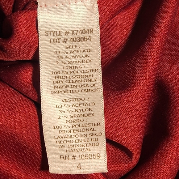 XSCAPE Satine Ruched Burgundy Cocktail Dress Size 4 Holiday Fall Valentines - Picture 6 of 6